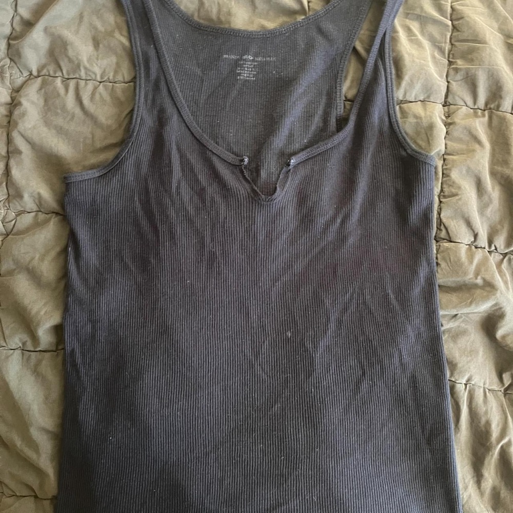 Franklin & Marshall Black Ribbed Scoop Tank